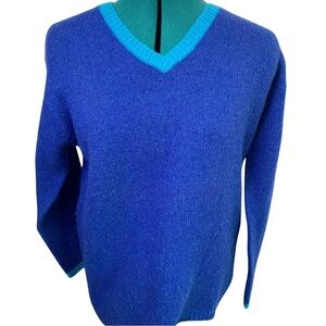 NY&CO 100% Wool Blue Sweater with Teal accent strip women’s size medium